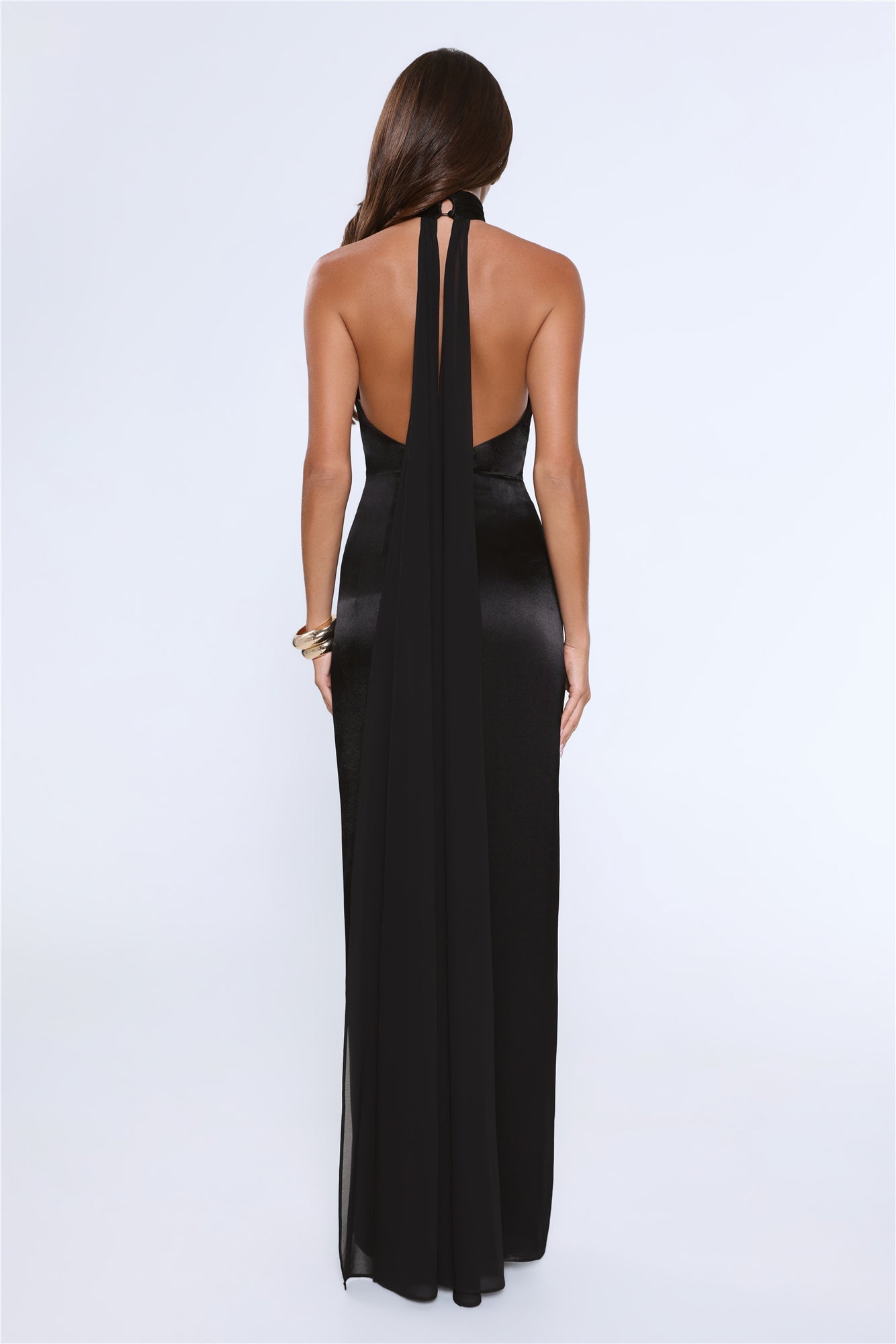 Effortless Luxe Halter Satin Maxi Dress Black