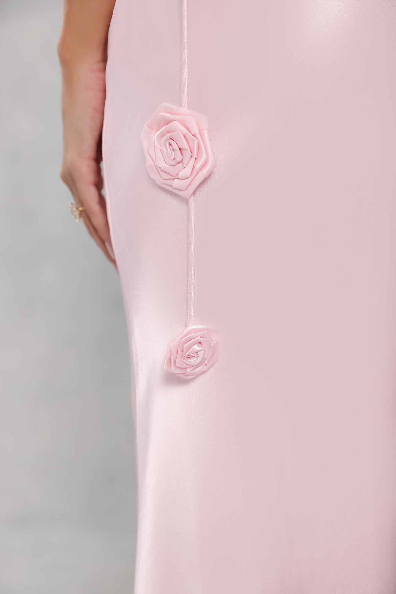 The Flora Satin Maxi Dress Light Pink