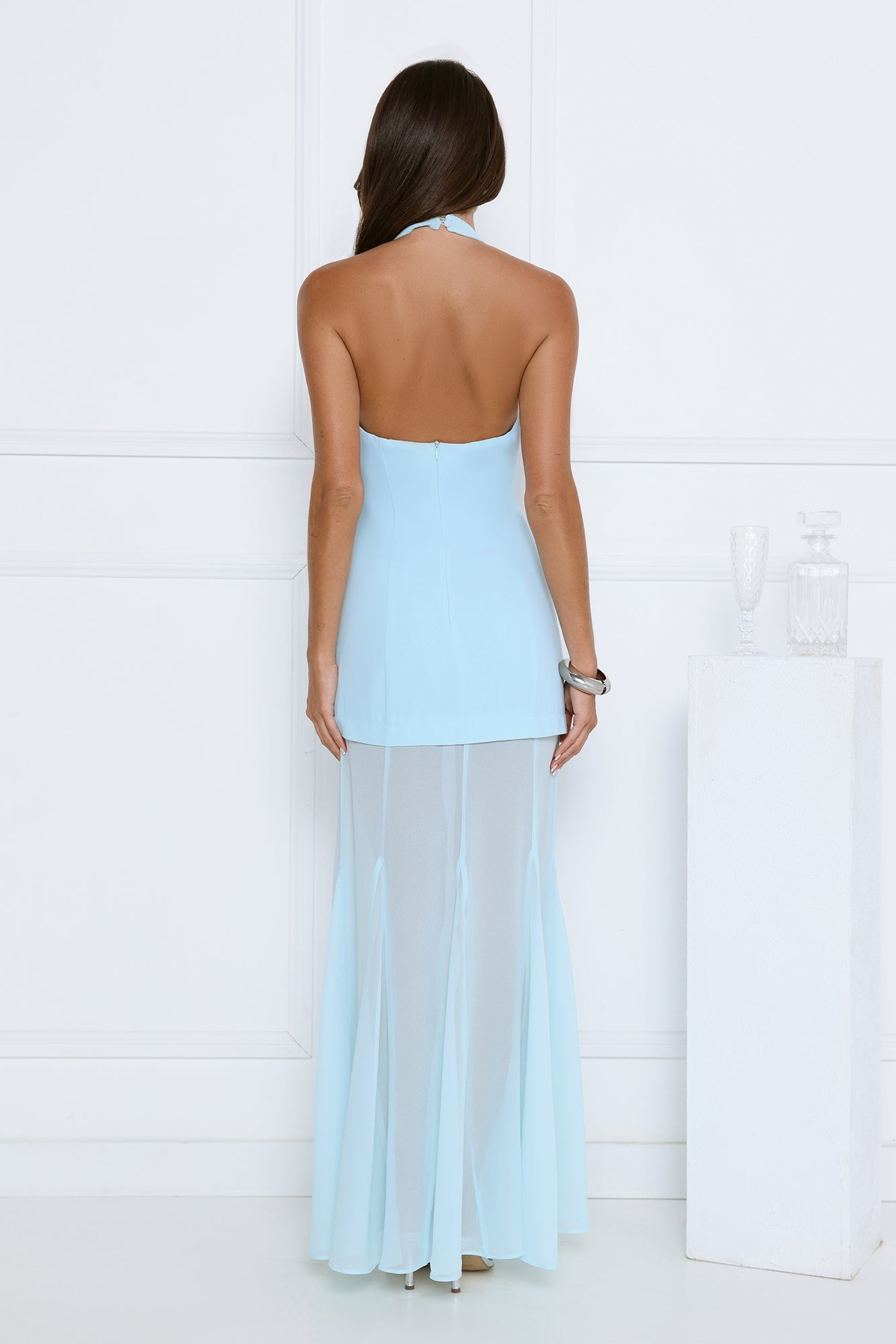 Diamond District Halter Maxi Dress Blue