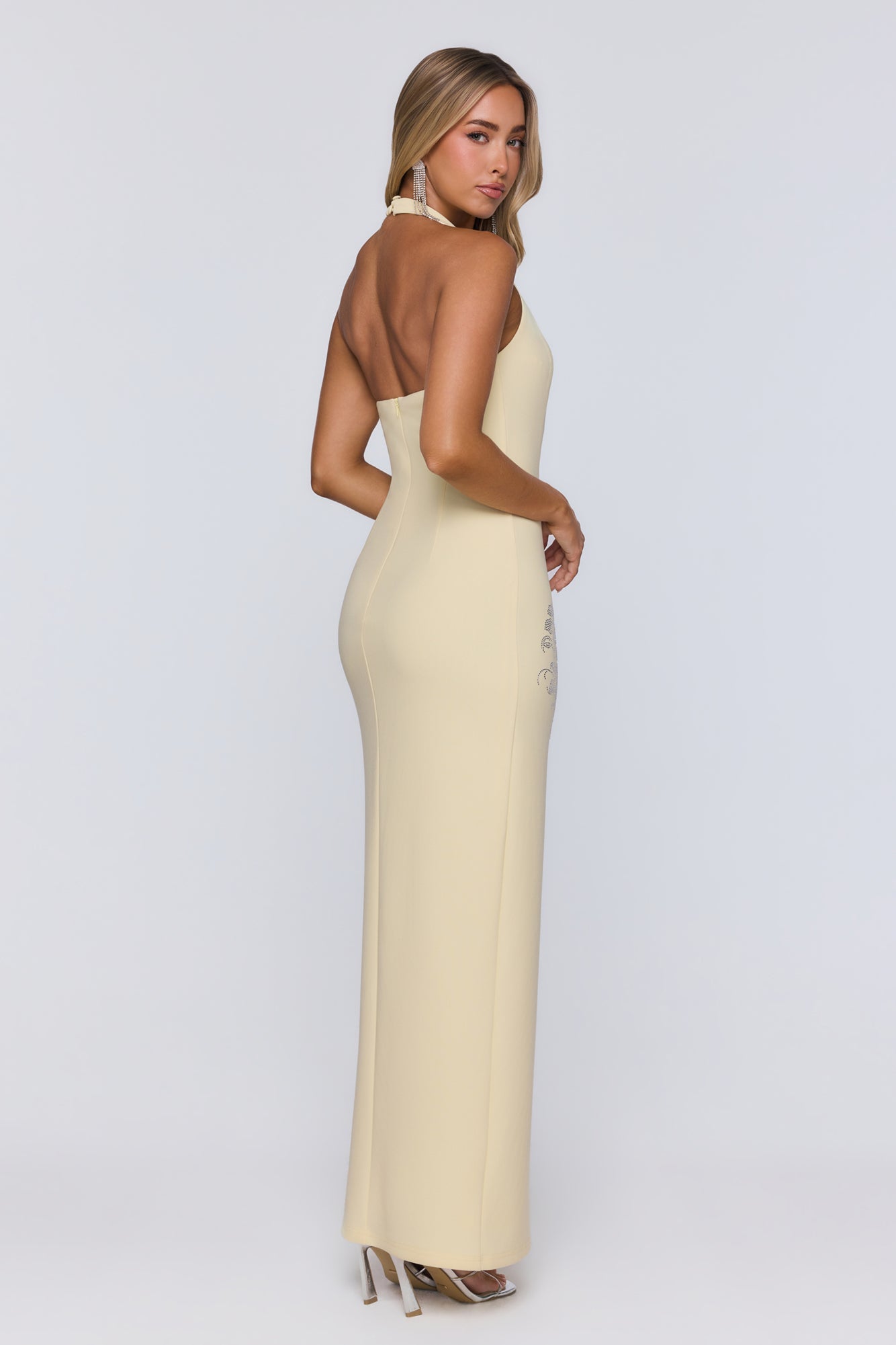 Too Hot To Miss Halter Maxi Dress Yellow