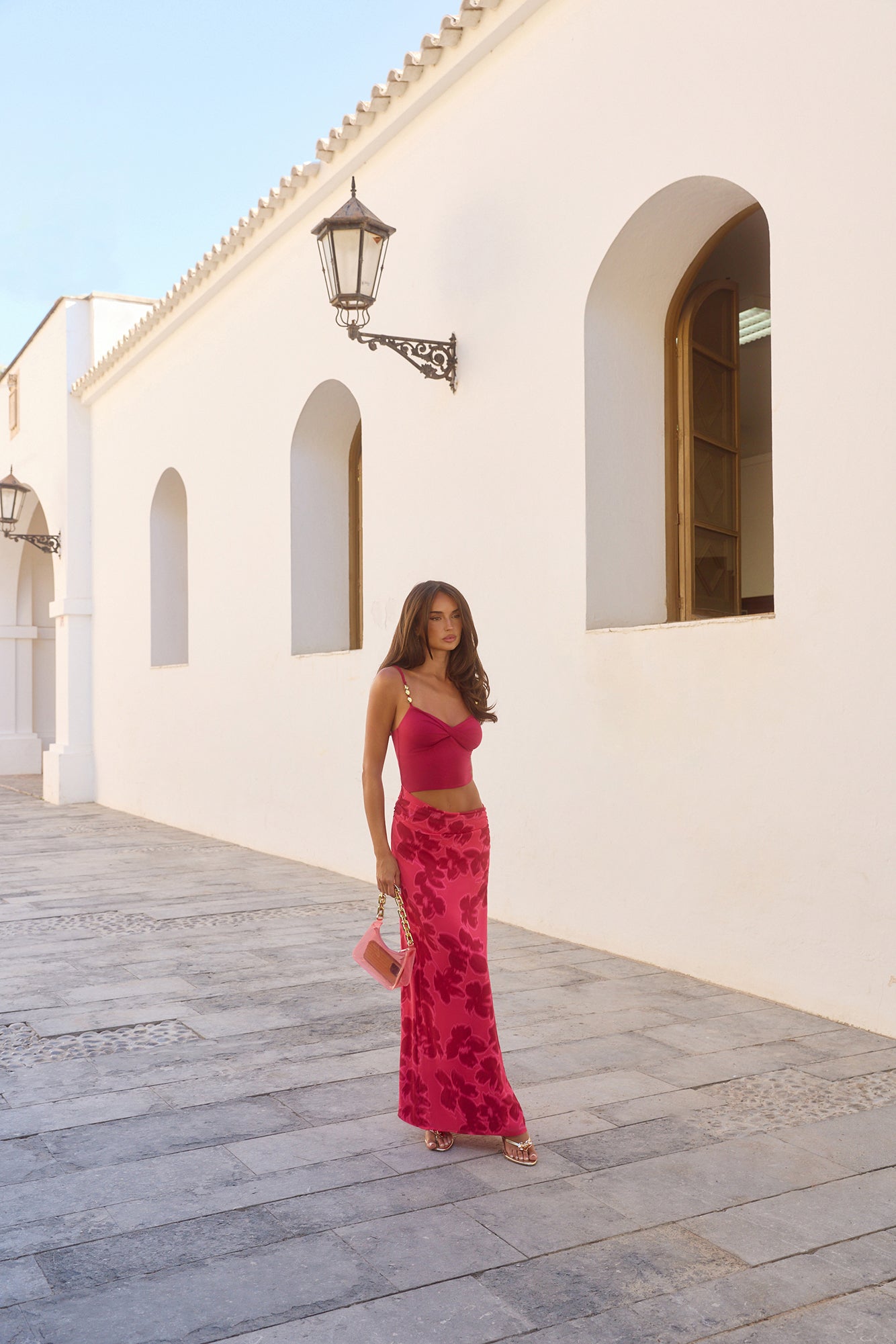 Blushing Petal Maxi Dress Red