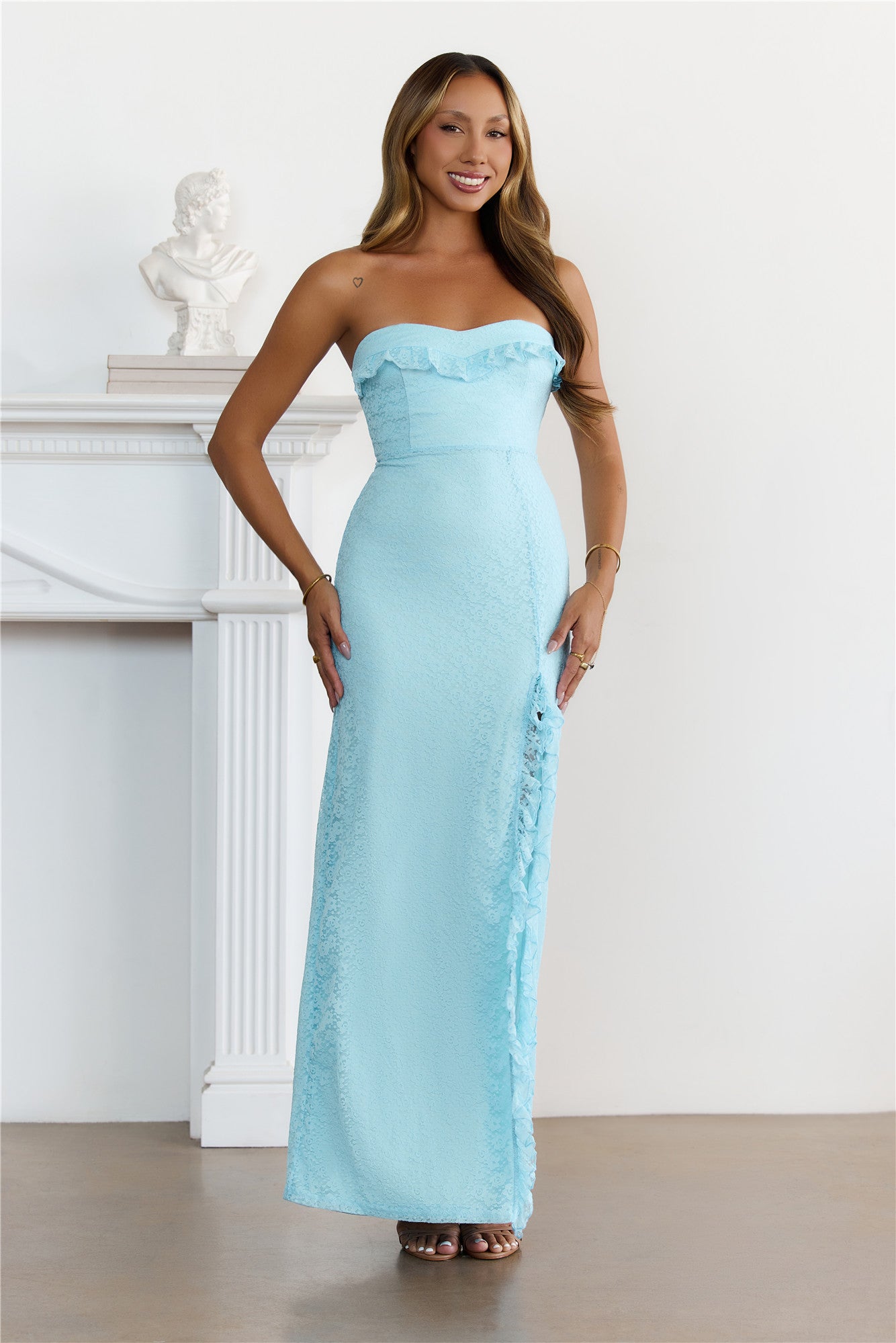 Midnight Coast Strapless Maxi Dress Blue