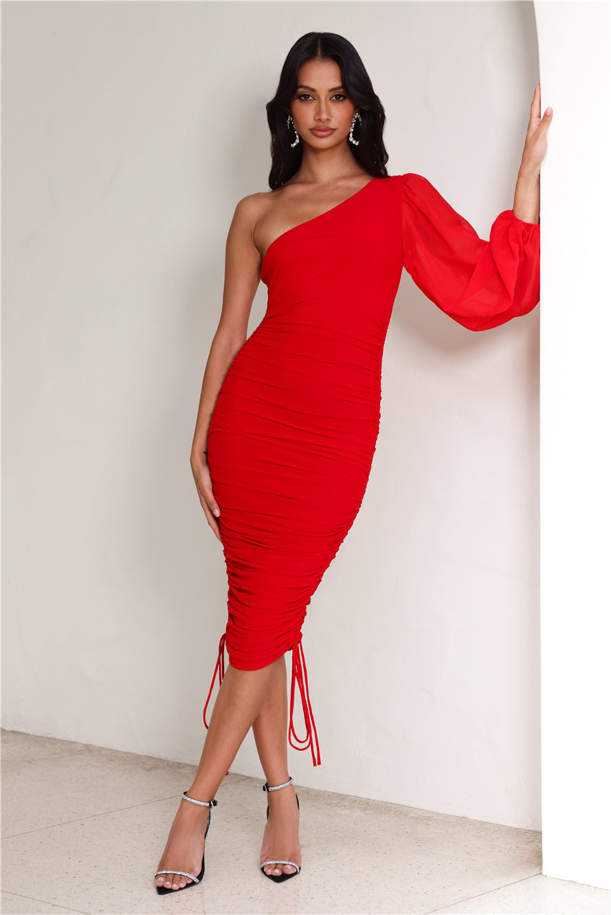 Tango Time Midi Dress Red