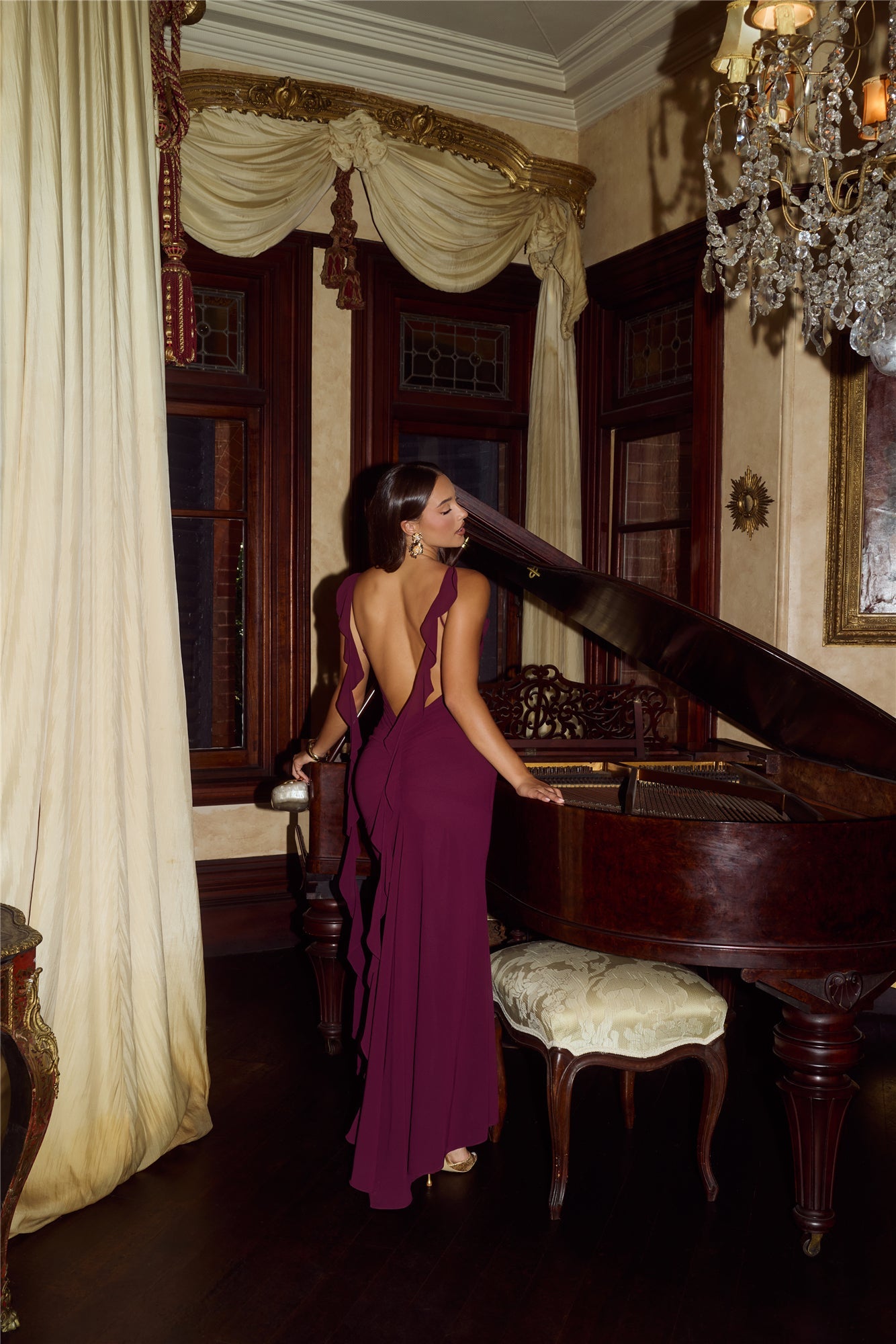 Pop Of Drama Maxi Dress Chocolate