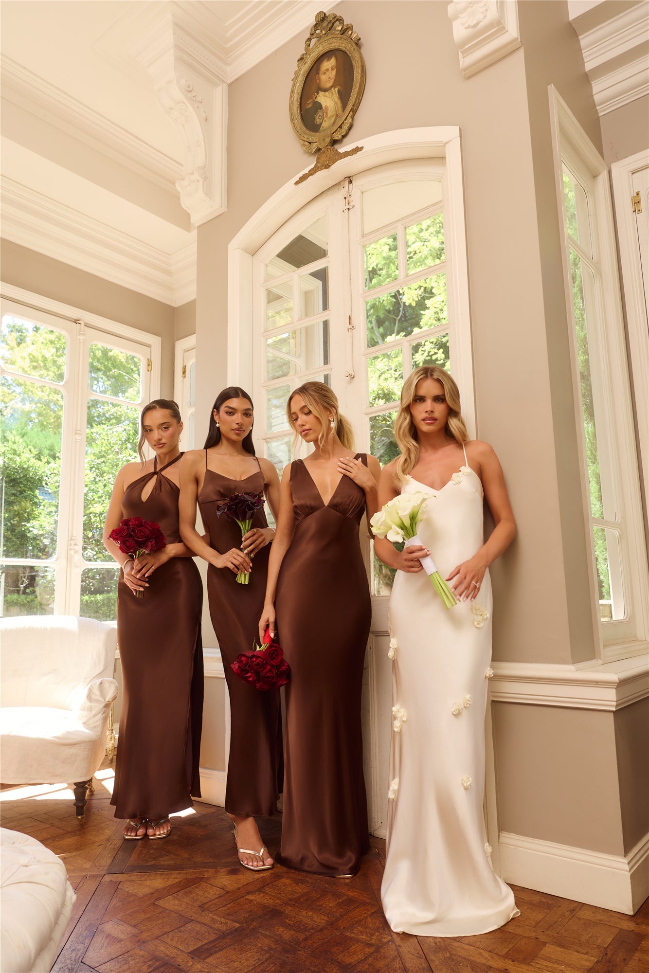 The Samara Satin Maxi Dress Chocolate Brown