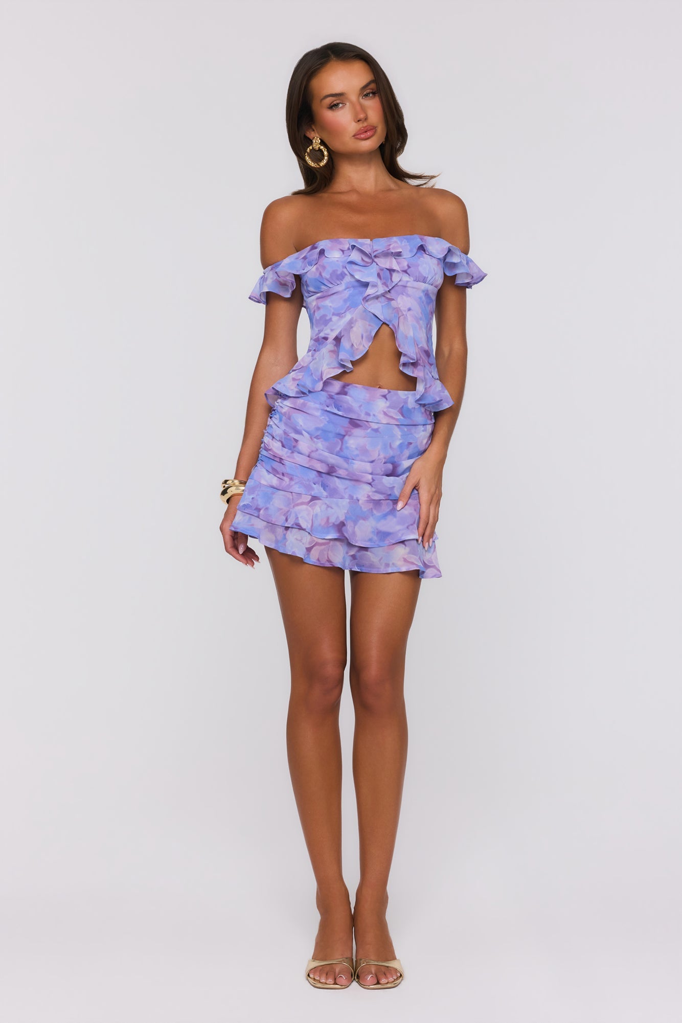 Into The Floral Off Shoulder Top Lilac