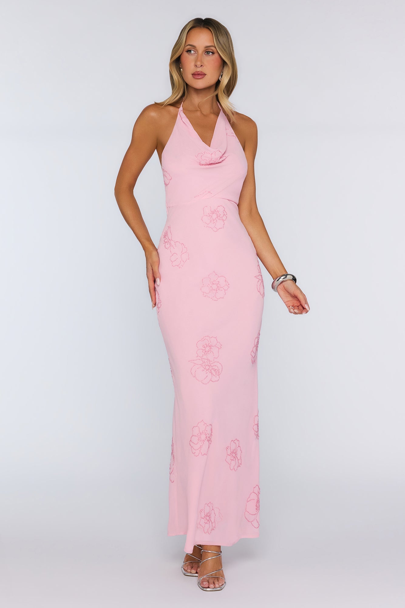 Soft Glow Up Halter Maxi Dress Pink