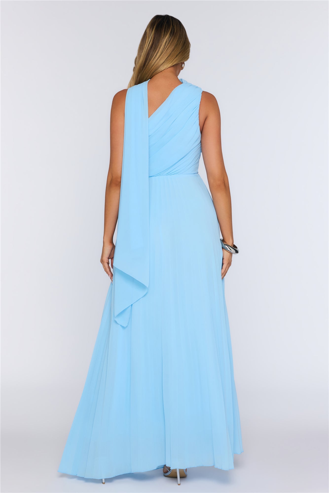 Rosy Romance One Shoulder Maxi Dress Blue