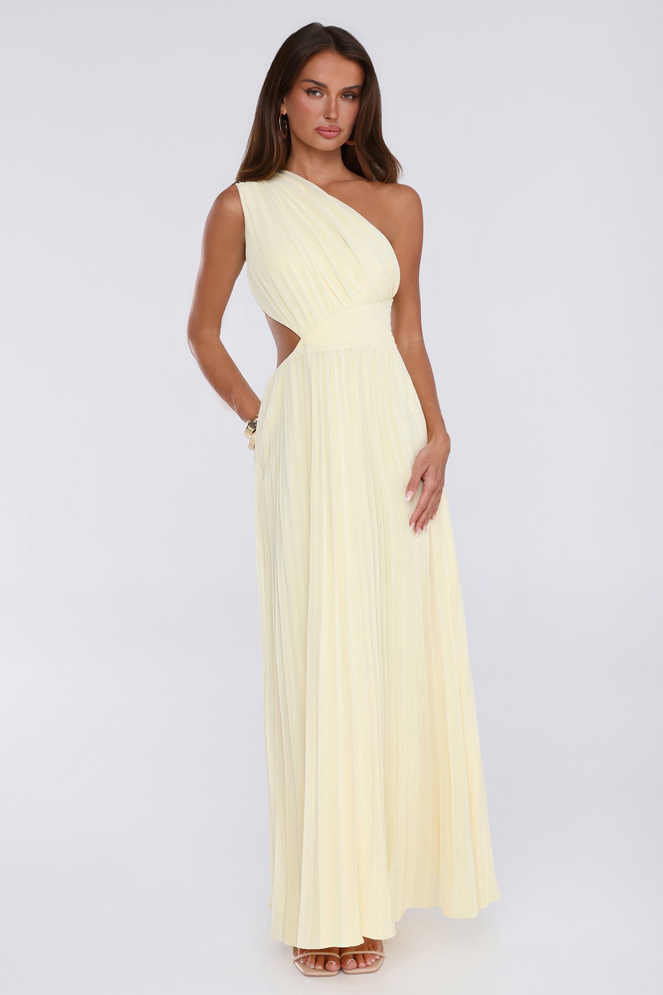 Summer Seduction One Shoulder Maxi Dress Yellow