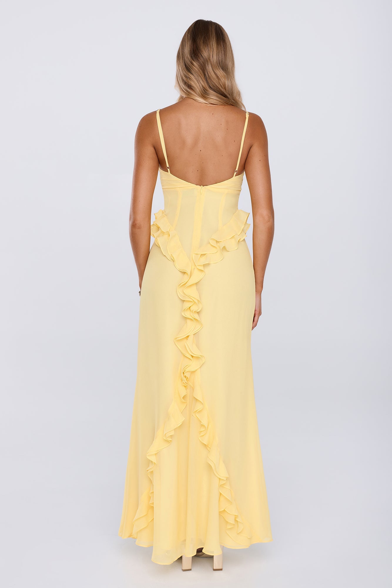 Balmy Nights Club Maxi Dress Lemon