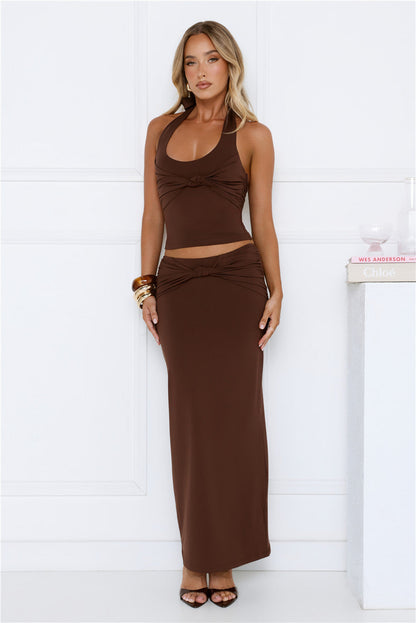 Not Your Business Halter Top Brown