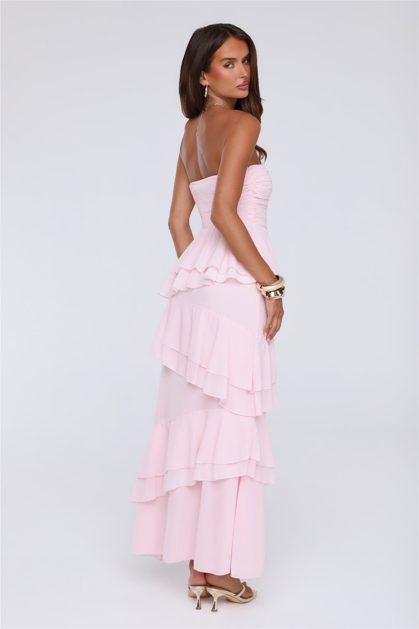 Dressed To Be Seen Strapless Maxi Dress Pink