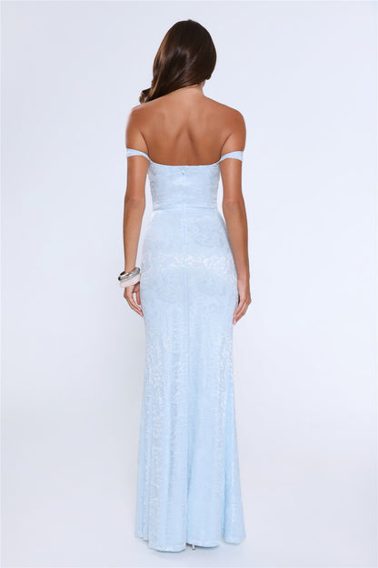 Night Bloom Off Shoulder Maxi Dress Blue