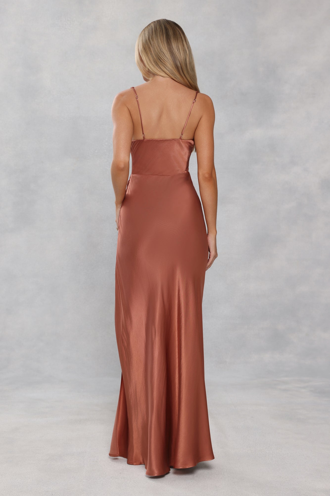 The Evelina Satin Maxi Dress Bronze