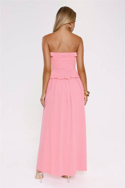 Hour Whispers Strapless Maxi Dress Pink