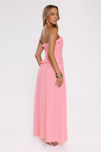 Hour Whispers Strapless Maxi Dress Pink