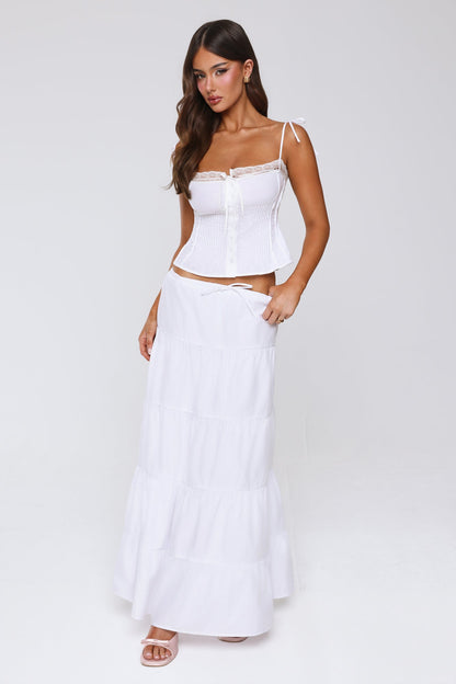 Surfside Glow Maxi Skirt White