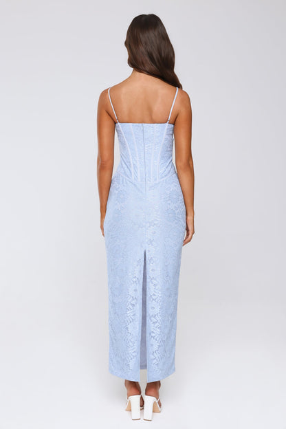 Fashionably Sleek Corset Maxi Dress Blue