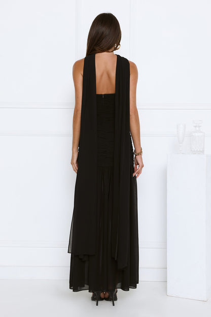 Soirée Glow Strapless Maxi Dress Black
