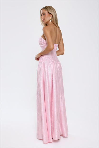Jewel Of The Night Strapless Maxi Dress Pink