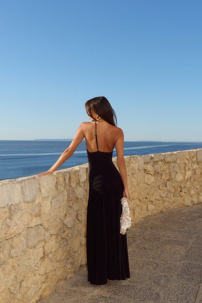 Spun In The Sun One Shoulder Maxi Dress Black