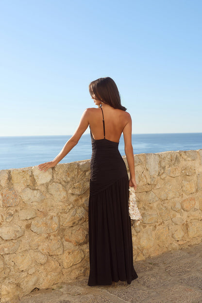 Spun In The Sun One Shoulder Maxi Dress Black