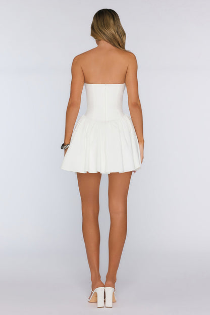 Mysterious Rose Strapless Mini Dress White