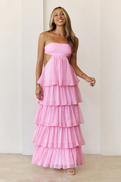 Luxe Mode Strapless Maxi Dress Pink