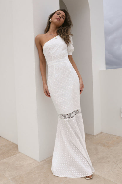 Crystal Heart Maxi Dress White