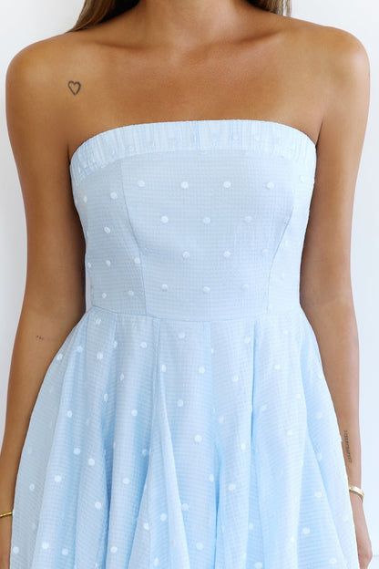 Sweetheart Strapless Textured Mini Dress Blue
