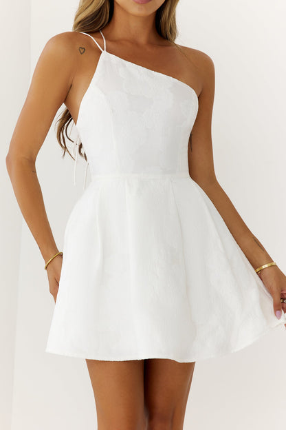 Petals And Poetry One Shoulder Mini Dress White