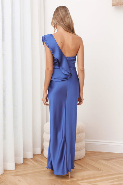 Midnight Silk Midi Dress Blue