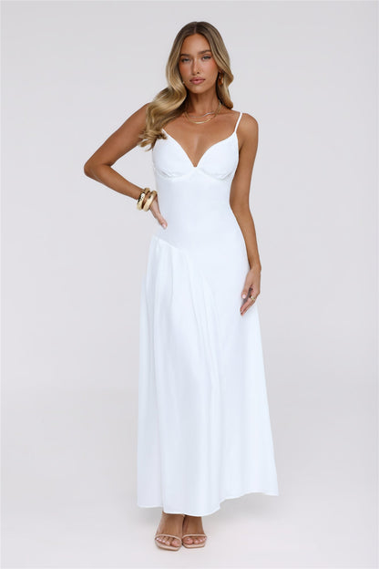 Gilded Whisper Maxi Dress White