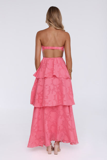 Frost Flare Strapless Maxi Dress Coral