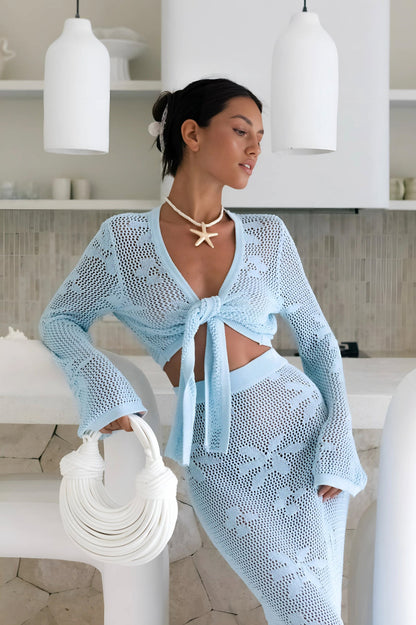 Terra Reversible Crochet Top Blue