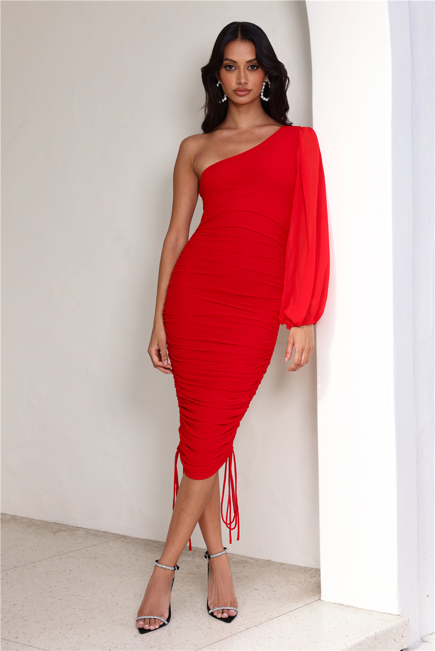 Tango Time Midi Dress Red