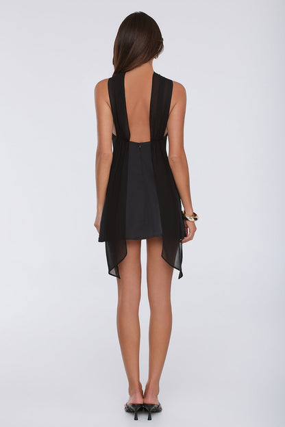 Secret Serenade Satin Mini Dress Black
