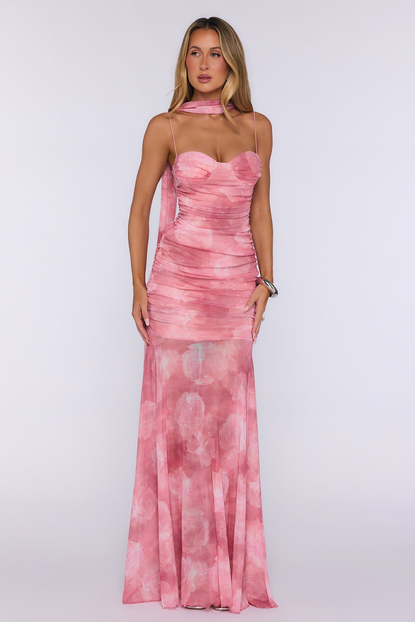 Lovers’ Night Out Mesh Maxi Dress Pink