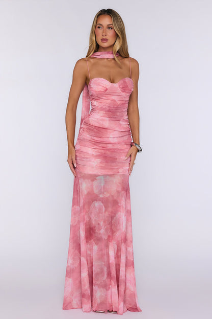 Lovers’ Night Out Mesh Maxi Dress Pink