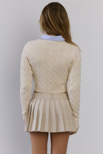 Yacht Club Pleated Mini Skort Beige