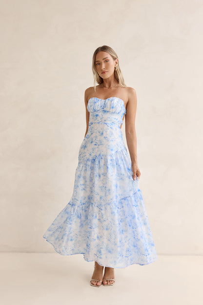 Her Best Version Strapless Maxi Dress Blue