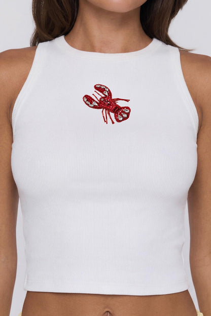 Snap Happy Embellished Tank Top White