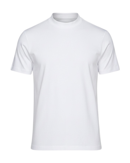 Egyptian Cotton Mock Neck T-Shirt - Grant - White