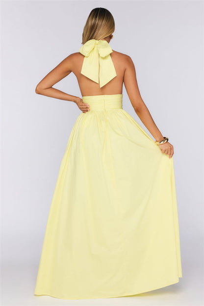 Glow And Go Halter Maxi Dress Lemon