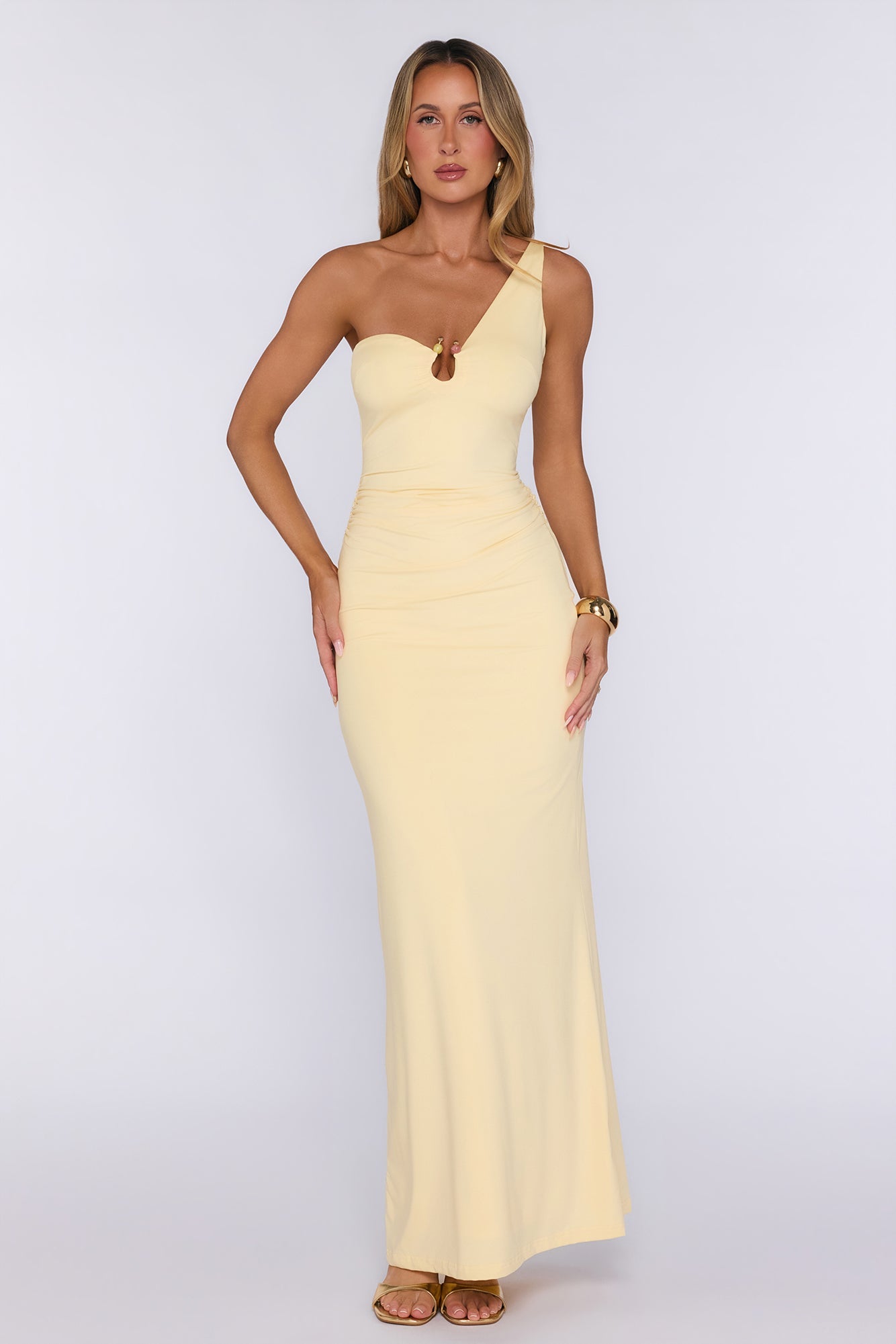 Dreamers Delight One Shoulder Maxi Dress Yellow