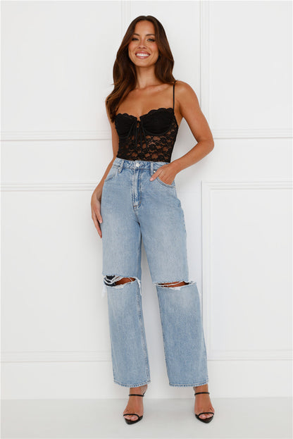 Promise Please Lace Bodysuit Black