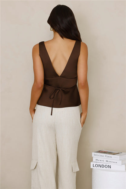 Eden Essence Satin Top Brown