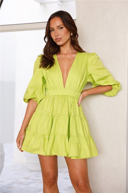 Sweetest Treat Mini Dress Lime