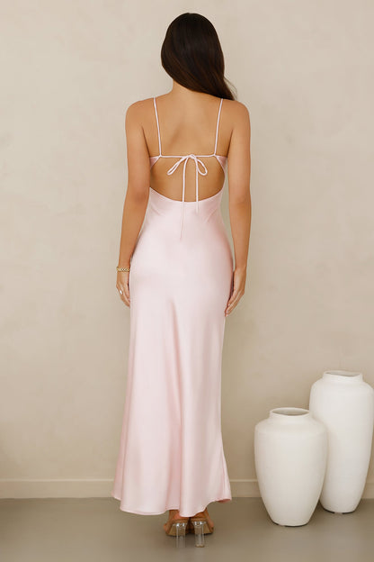 Chic 'Fit Slip Satin Maxi Dress Pink