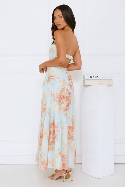 She’s the Blueprint Strapless Maxi Dress Print